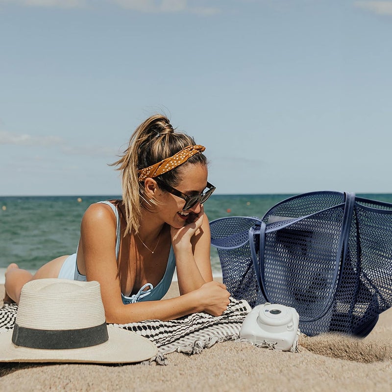 KALIDI BeachNylon Mesh Tote Bag, Casual Tote Bag Hobo Women Foldable MAX 23L Shoulder Bag For Beach Picnic Vacation - Image 4